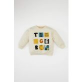 Erkek Bebek Bisiklet Yaka Baskılı Sweatshirt