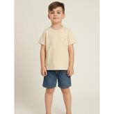 Erkek Bebek Cep Detaylı Basic T-Shirt - Bej - 4 Yaş