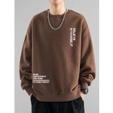 Erkek Believe Baskılı Oversize Bisiklet Yaka Sweatshirt