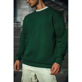 Erkek Bisiklet Yaka 3 İplik Pamuklu Basic Sweatshirt - Haki