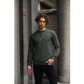 Erkek Bisiklet Yaka Haki Sweatshirt