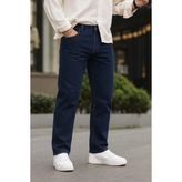 Erkek Bol Paça Basic Esnek Lacivert Kot Pantolon - 34