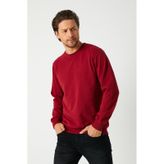 Erkek Bordo Basic Bisiklet Yaka Regular Fit Normal Kesim 2 İplik Sweatshirt
