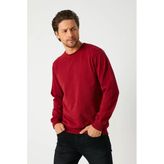 Erkek Bordo Basic Bisiklet Yaka Sweatshirt