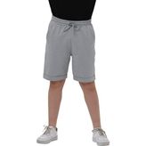 Erkek Çocuk Basic Pamuklu Penye Double Paça Cepli Şort - Gri - 5 - 6 Yaş