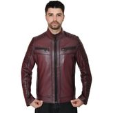 Erkek Deri Ceket 2121 - Bordo - 3XL