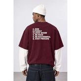 Erkek Double Sleeve Oversize Sweatshirt Bordo