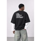 Erkek Double Sleeve Oversize Sweatshirt Siyah