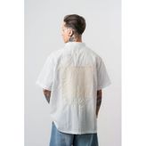 Erkek Elementals Nakışlı Oversize Gömlek Ekru
