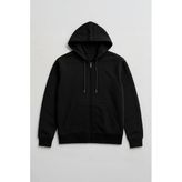 Erkek Fermuarlı Cepli Kapüşonlu Sweatshirt - Siyah