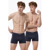 Erkek Gri 2 Li Pamuk Elastan Boxer 075