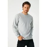 Erkek Gri Basic Bisiklet Yaka Sweatshirt