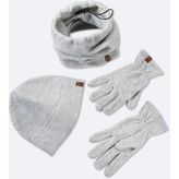 Erkek Gri Polar Basic Boyunluk Bere ve Eldiven Seti B009250