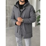 Erkek Gri Teknik Parka Mont - S