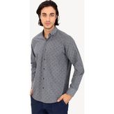 Erkek Gri Uzun Kol Regular Fit Desenli Gömlek - 4XL