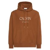 Erkek Kapüşonlu Yaka Calvin Yazı Desen Uzun Kol Cep Detay Kahverengi Sweatshirt LV04RE207G-2E3