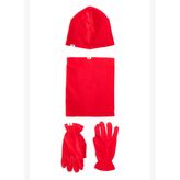 Erkek Kırmızı Polar Bere Boyunluk Eldiven Set