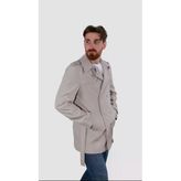 Erkek Kısa Kruvaze Trençkot Slim Fit 4030-Taş