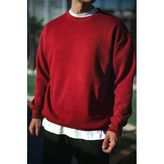 Erkek Kışlık Bisiklet Yaka Üç İplik Basic Sweatshirt - Bordo