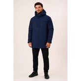 Erkek Lacivert, Polar Astarlı, Kapüşonlu, Su ve Rüzgâr Dirençli, Uzun Parka Mont - XL