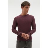 Erkek Mor Dokulu Bisiklet Yaka Sweatshirt