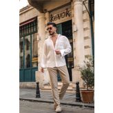 Erkek Müslin Oversize Gömlek Beyaz