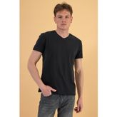 Erkek Nick V Yaka Slim Fit Basic Tişört - Siyah SİYAH