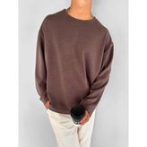 Erkek Oversize Basic Uzun Kollu Sweatshirt Kahverengi