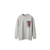 Erkek Oversize Desen Yamalı Sweatshirt Gri