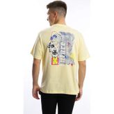 Erkek Oversize Fit Future Baskılı Basic Tişört Sarı