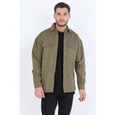 Erkek Oversize Jean Gömlek Haki