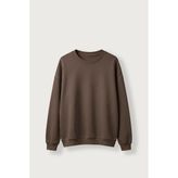 Erkek Oversize Şardonlu Basic Sweatshirt Kahverengi
