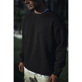 Erkek Pamuklu Bisiklet Yaka 3 İplik Basic Sweatshirt - Siyah