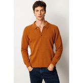 Erkek Polo Yaka Basic Yün Kazak Tarçın - M