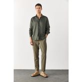 Erkek Regular Fit%100 Lyocell (Tencel™) Gömlek - Haki