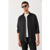 Erkek Regular Fit%100 Lyocell (Tencel™) Gömlek - Siyah