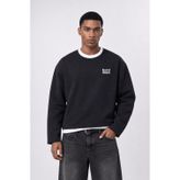 Erkek Reserved Members Baskılı Oversize Sweatshirt Siyah
