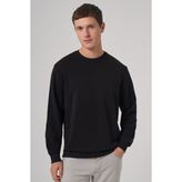 Erkek Siyah Basic Bisiklet Yaka Sweatshirt