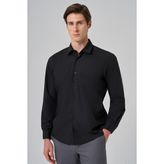 Erkek Siyah Basic Regular Fit Sert Yaka Gömlek
