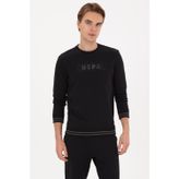 Erkek Siyah Bisiklet Yaka Regular Fit Sweatshirt