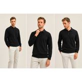 Erkek Siyah Polo Yaka Sweatshirt