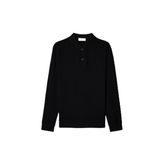 Erkek Siyah Tekstürlü Polo Yaka Sweatshirt