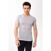 Erkek Slim Fit Basic Bisiklet Yaka Kısa Kollu T-Shirt Tişört Gri - XL