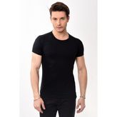 Erkek Slim Fit Basic Bisiklet Yaka Kısa Kollu T-Shirt Tişört Siyah