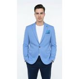 Erkek Slim Fit Blazer Ceket – Plus Scorpion Tek Düğmeli Spor & Klasik Kombin - 54 - 6 Drop - Bebe Mavisi