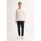 Erkek Slim Fit Soft Touch Basic Bisiklet Yaka Kazak 33155 - Ekru
