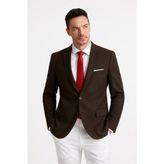 Erkek Tek Ceket Slim Fit - Bordo - 46 - 6