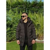 Erkek Uzun Dolum Şişme Mont - Siyah