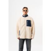Erkek Zip Oversize Teddy Ceket Ekru
