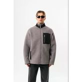 Erkek Zip Oversize Teddy Ceket Gri